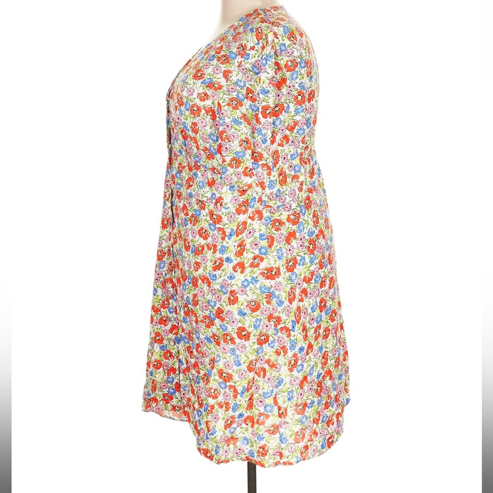 Nobody’s Child Alexa Floral Mini Dress Button Front Red Blue Size 20 - Picture 6 of 8